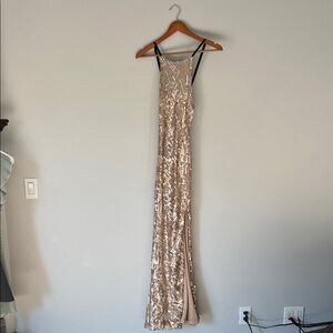 Va Va Voom Gold Sequin Prom Dress